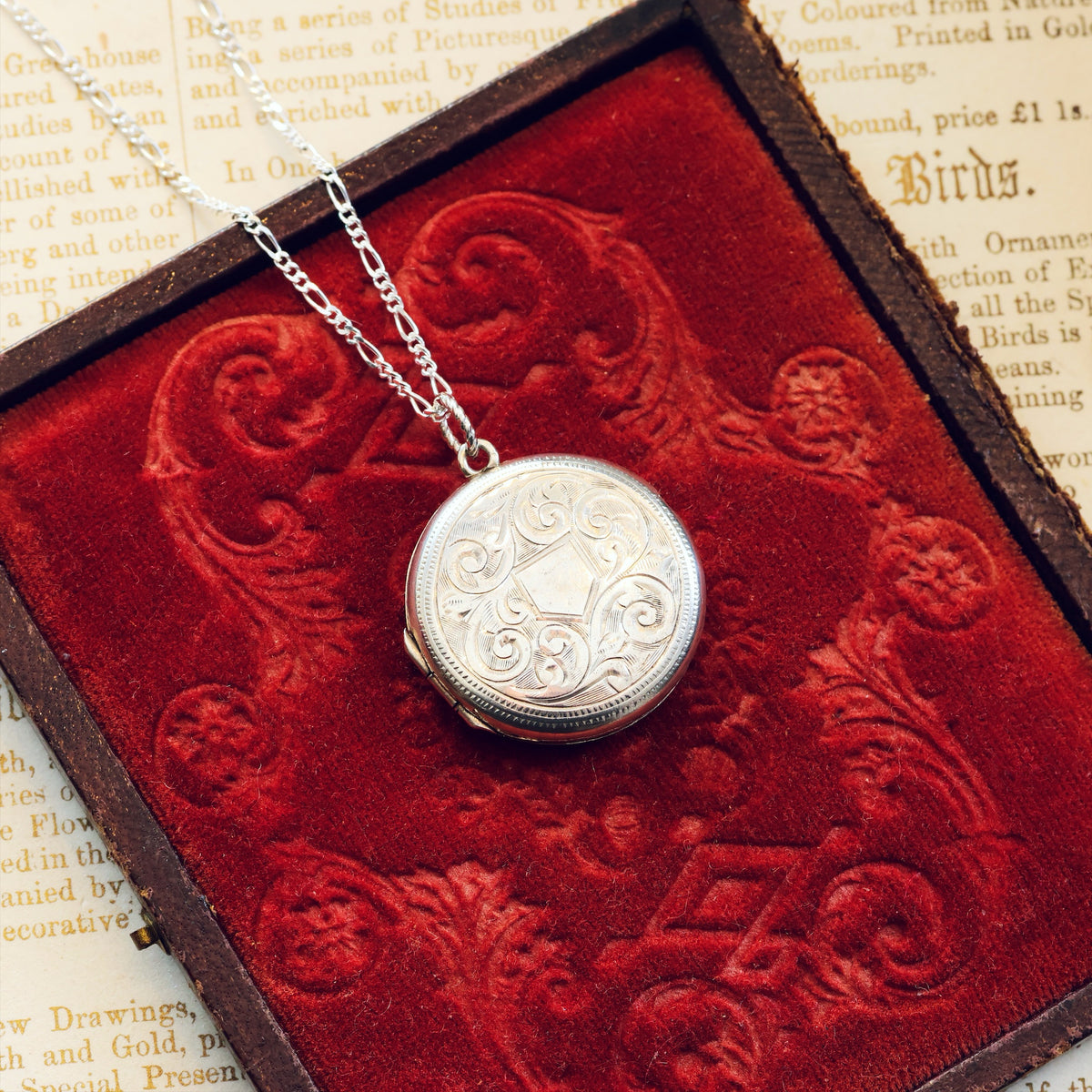 Vintage Hand Engraved Silver Locket