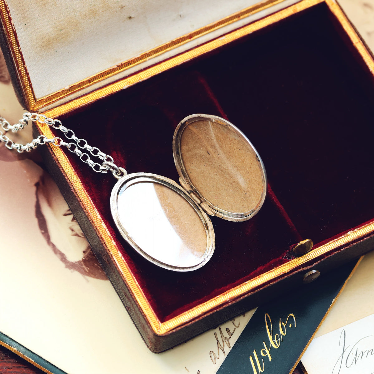 Antique Date 1908 Hand Engraved Oval Silver Locket