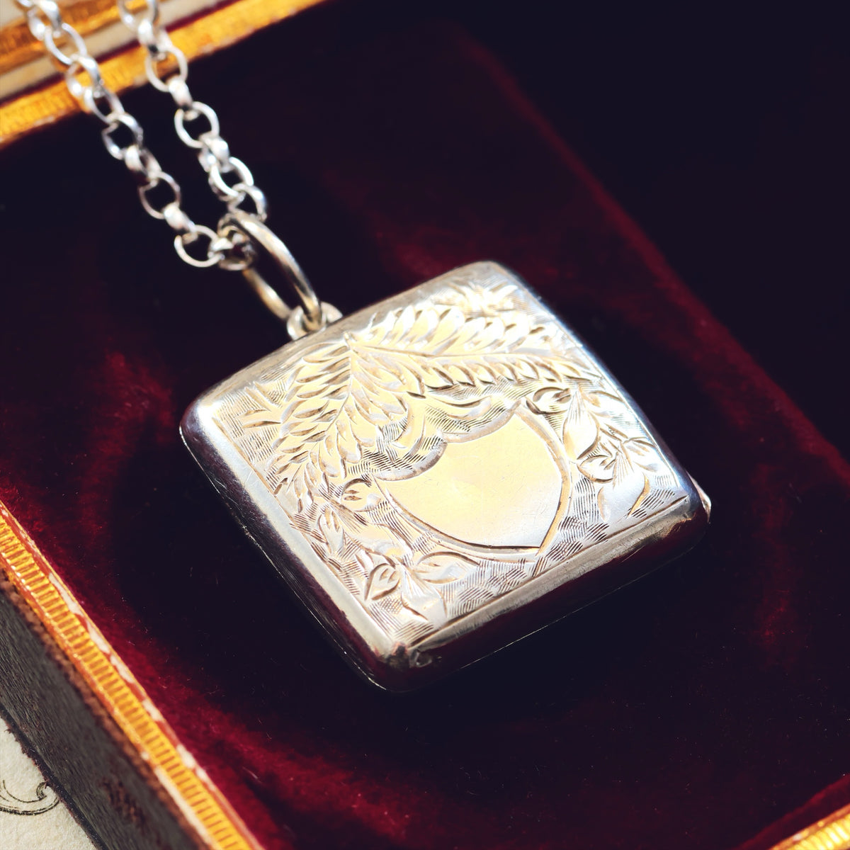 Date 1885 Hand Engraved 'Ferns for Sincerity' Silver Locket