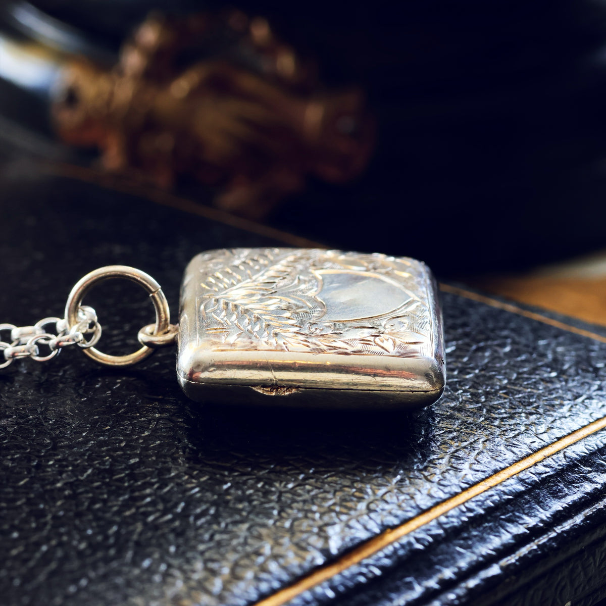 Date 1885 Hand Engraved 'Ferns for Sincerity' Silver Locket
