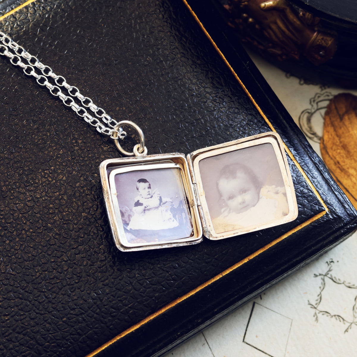 Date 1885 Hand Engraved 'Ferns for Sincerity' Silver Locket