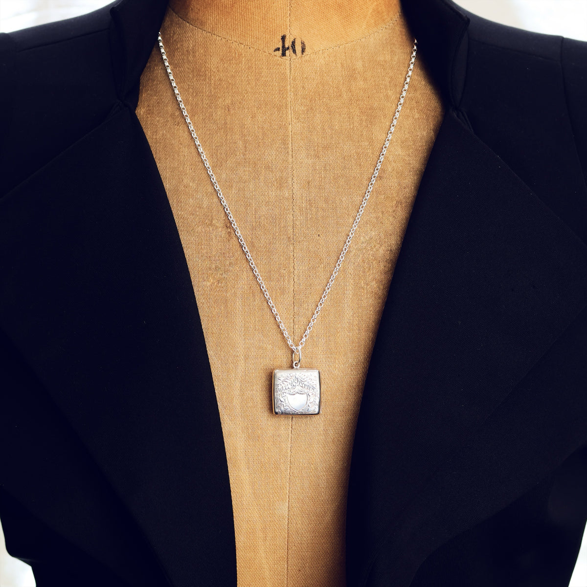 Date 1885 Hand Engraved 'Ferns for Sincerity' Silver Locket