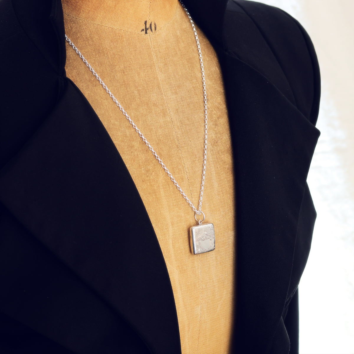 Date 1885 Hand Engraved 'Ferns for Sincerity' Silver Locket