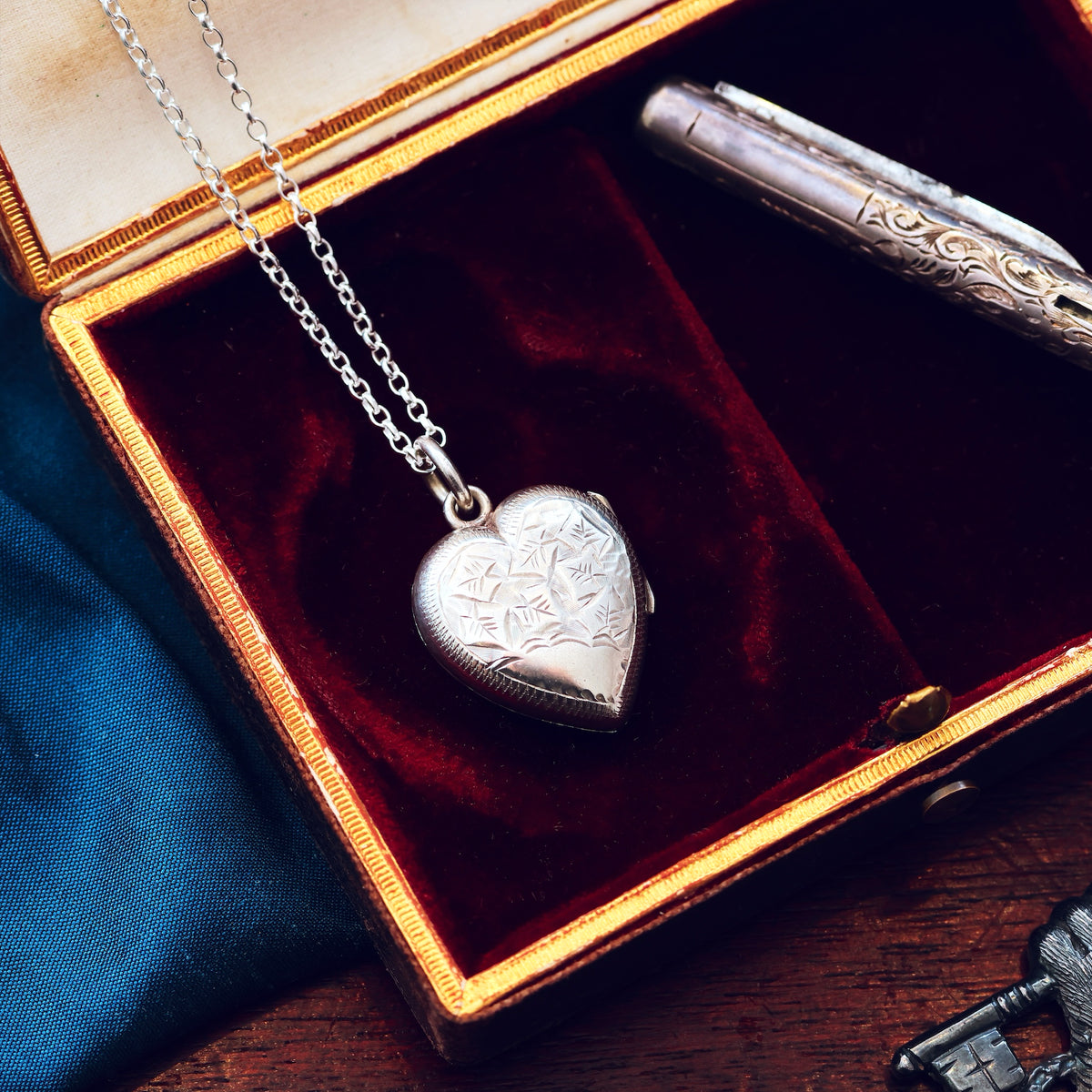 Antique Edwardian Hand Engraved Silver Locket