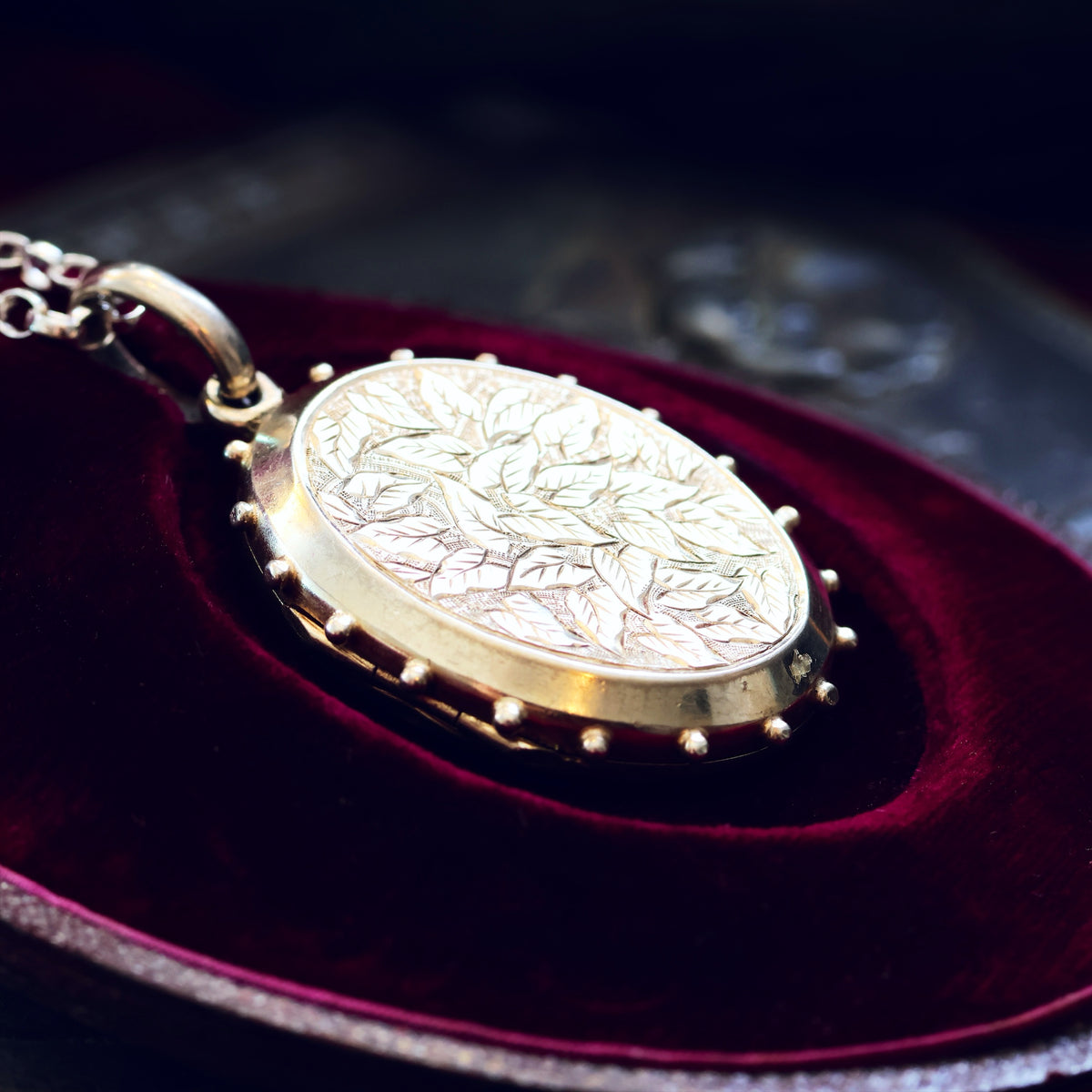 Antique Victorian Hand Engraved Ivy Silver Locket