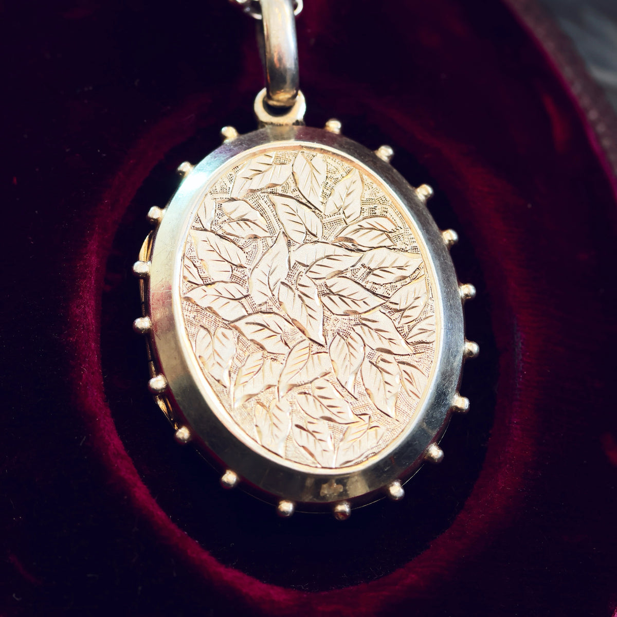 Antique Victorian Hand Engraved Ivy Silver Locket