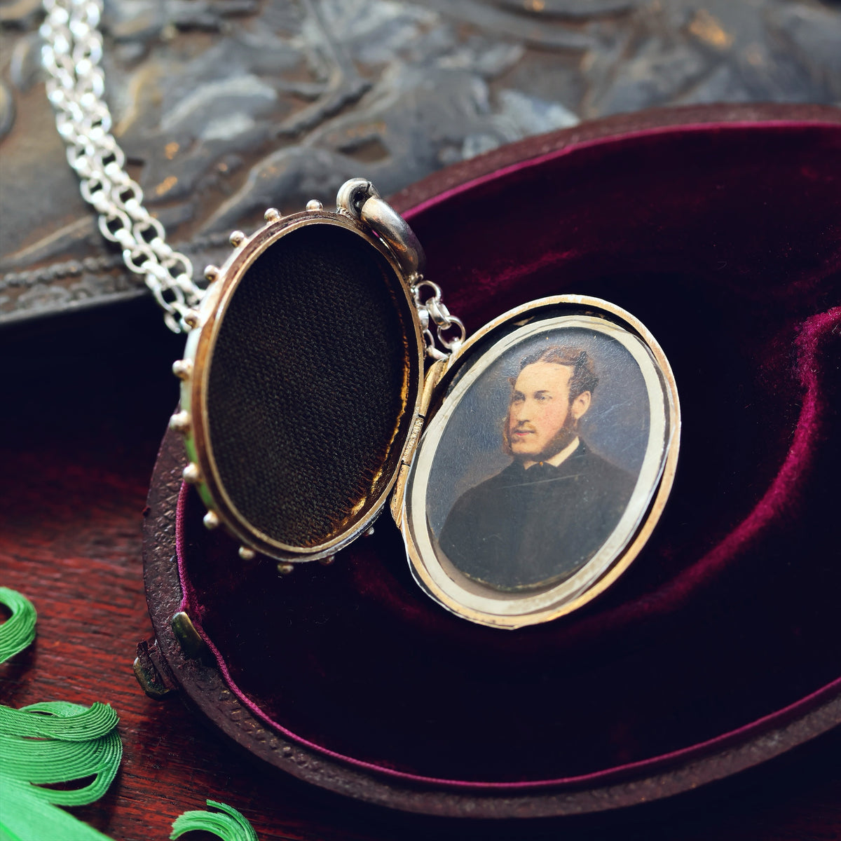 Antique Victorian Hand Engraved Ivy Silver Locket