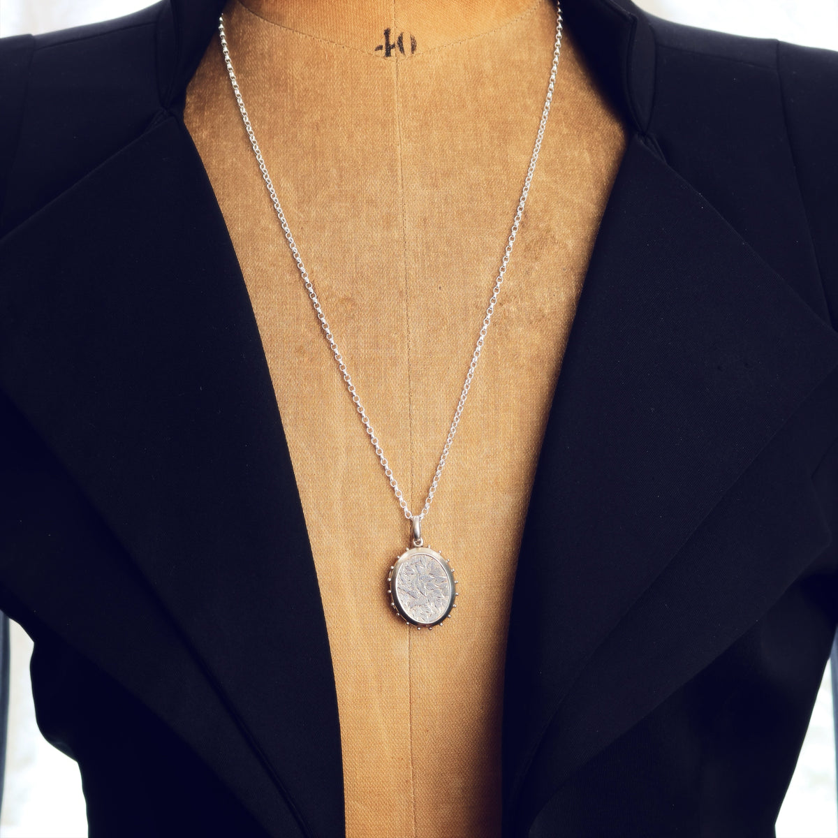 Antique Victorian Hand Engraved Ivy Silver Locket