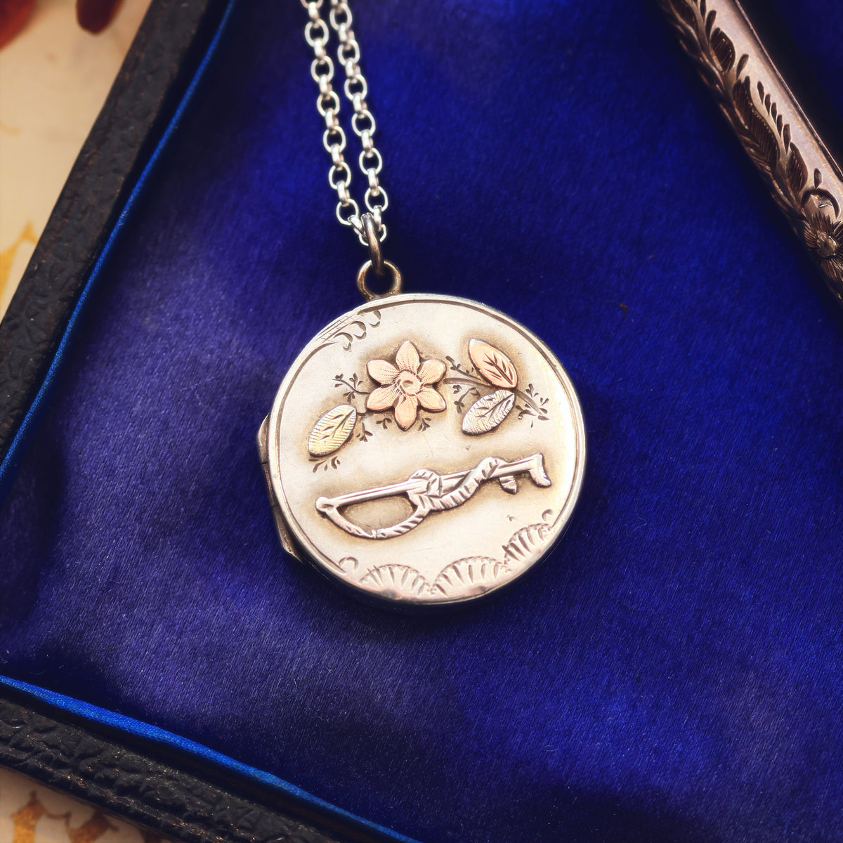 Antique Date 1891 Riding Crop Silver Locket