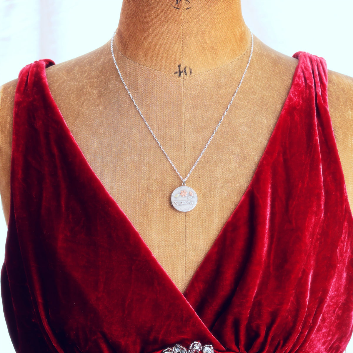 Antique Date 1891 Riding Crop Silver Locket