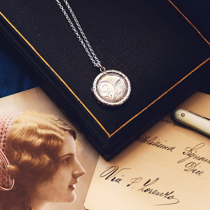 Antique Date 1924 Hand Engraved Silver Locket