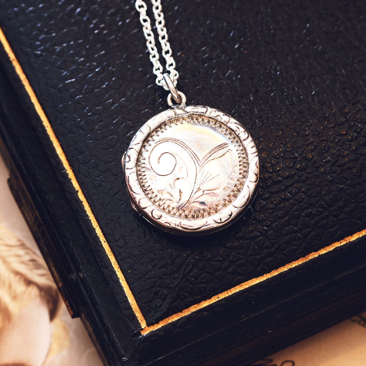 Antique Date 1924 Hand Engraved Silver Locket