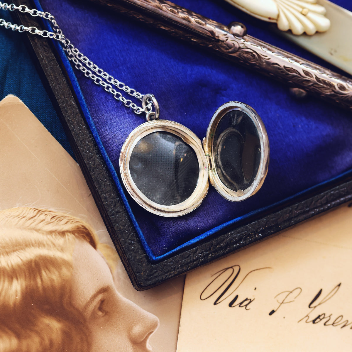 Antique Date 1924 Hand Engraved Silver Locket