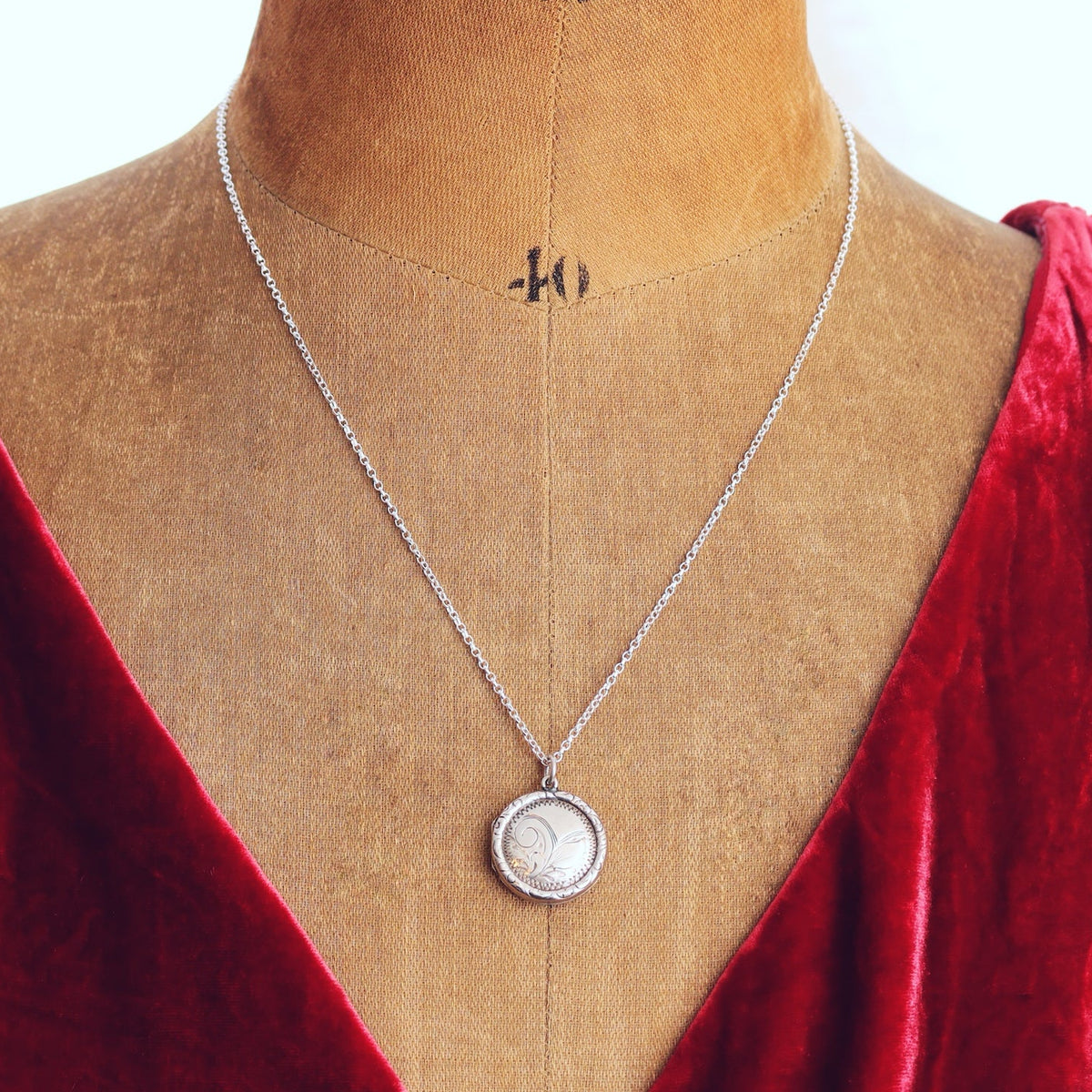 Antique Date 1924 Hand Engraved Silver Locket