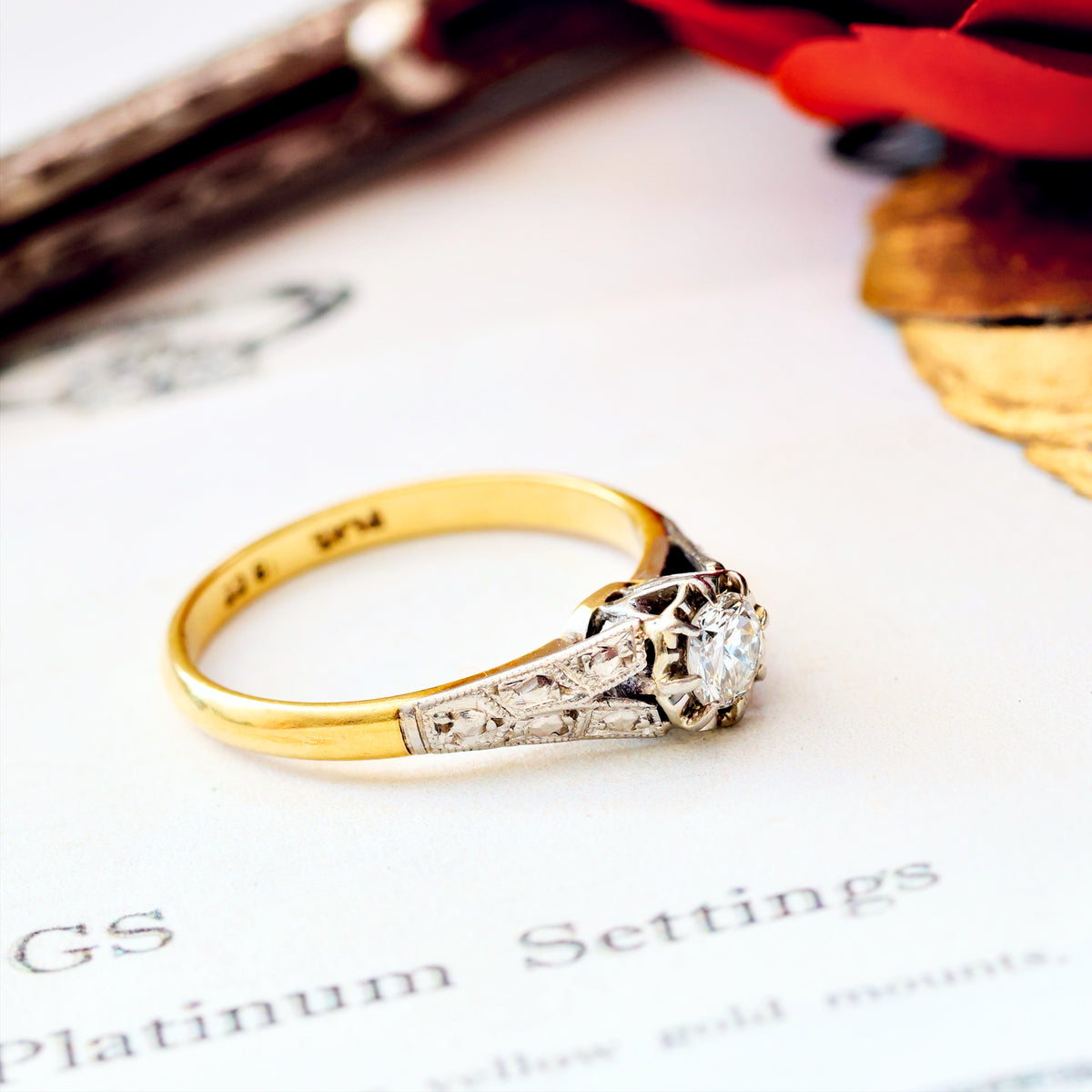 Pristine Handmade Vintage Diamond Engagement Ring