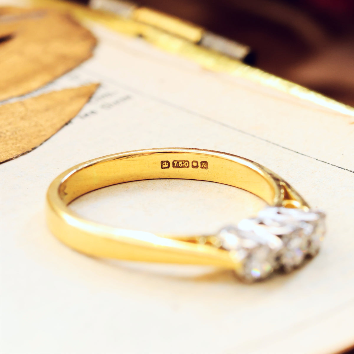 Vintage Diamond Trilogy Engagement Ring