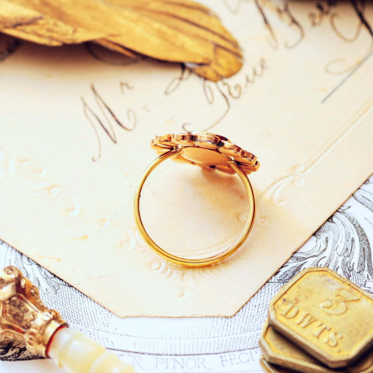 Antique Georgian Foiled Garnet Rosette Ring