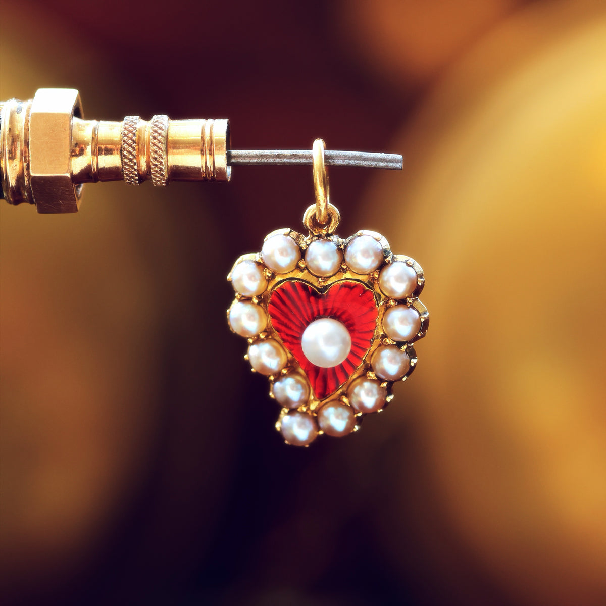 Vintage Enamelled Gold Heart Pendant