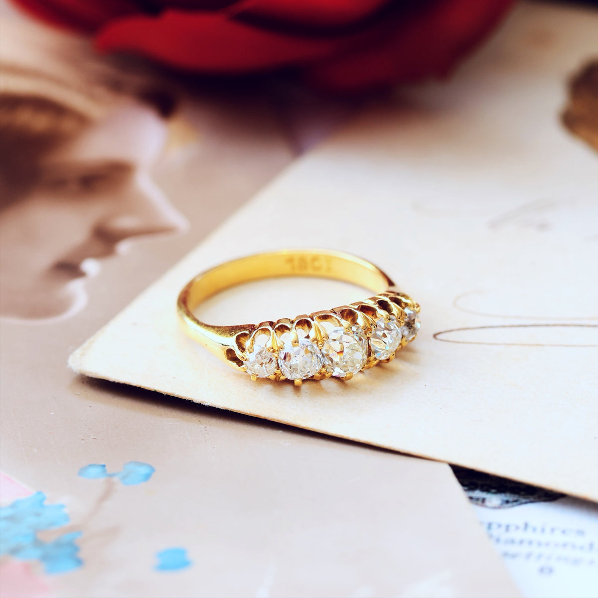 Antique Victorian Five Stone Diamond Engagement Ring