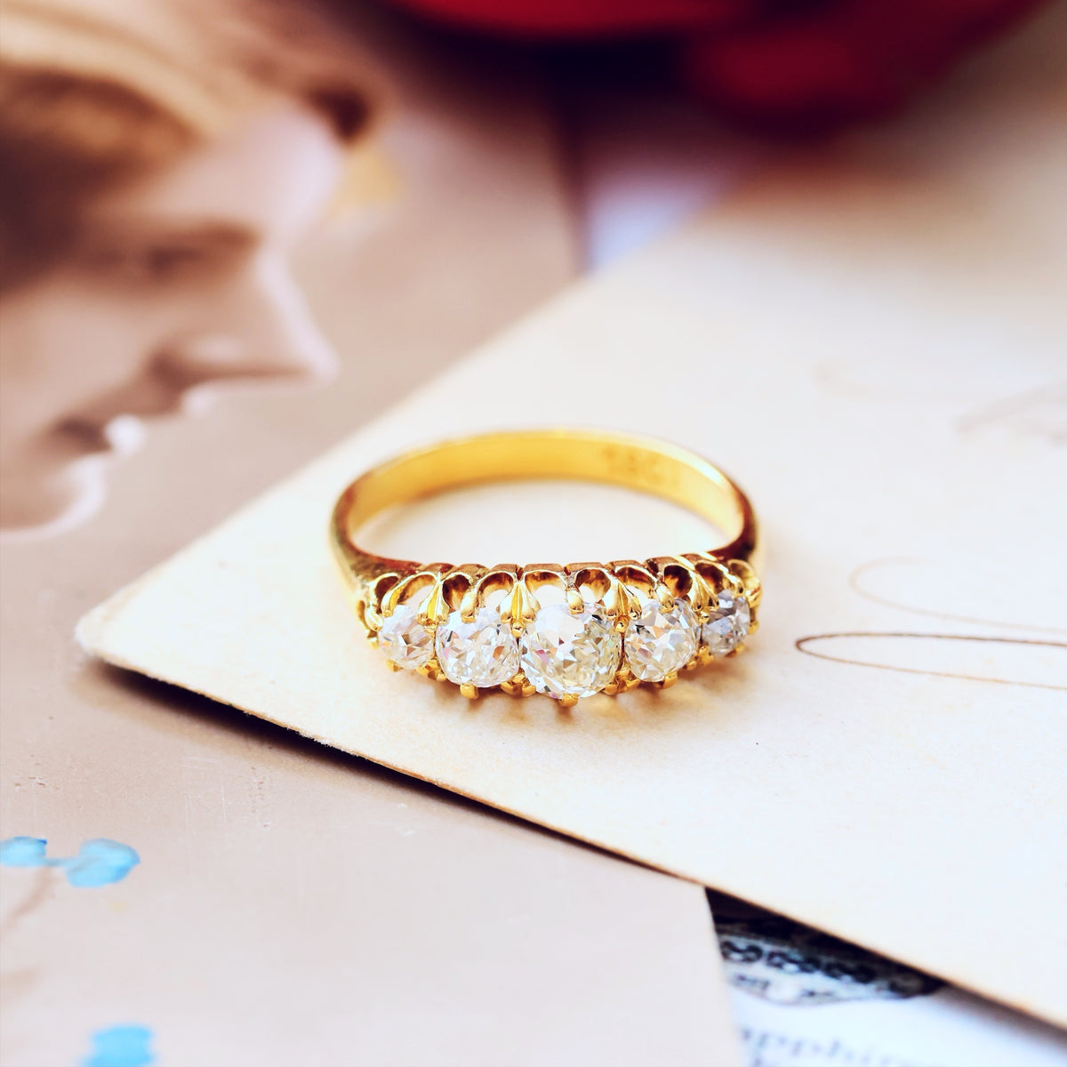 Antique Victorian Five Stone Diamond Engagement Ring