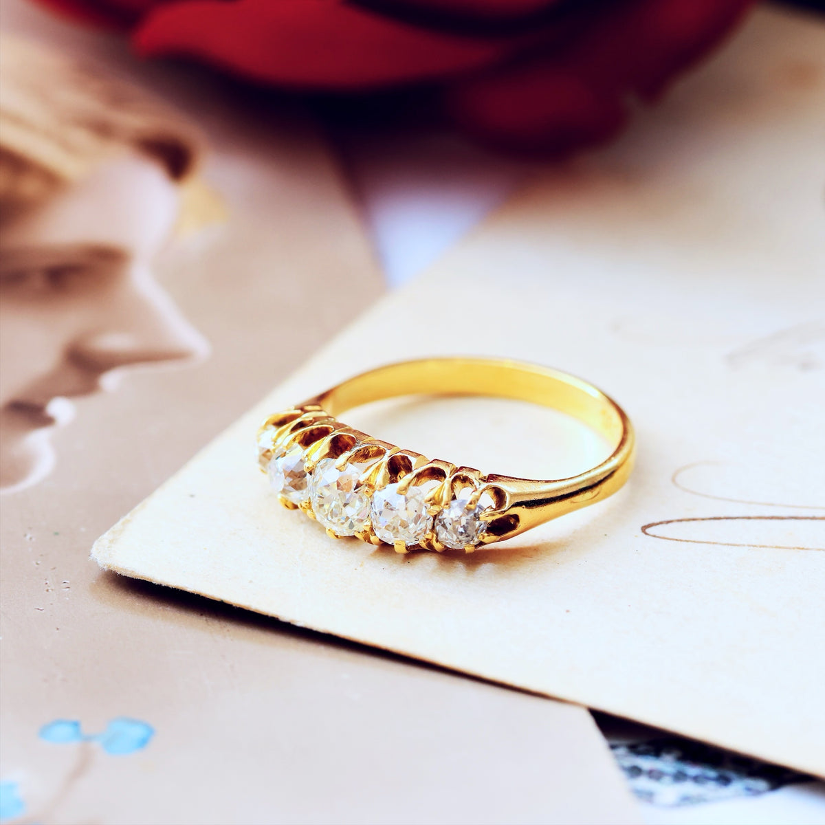 Antique Victorian Five Stone Diamond Engagement Ring