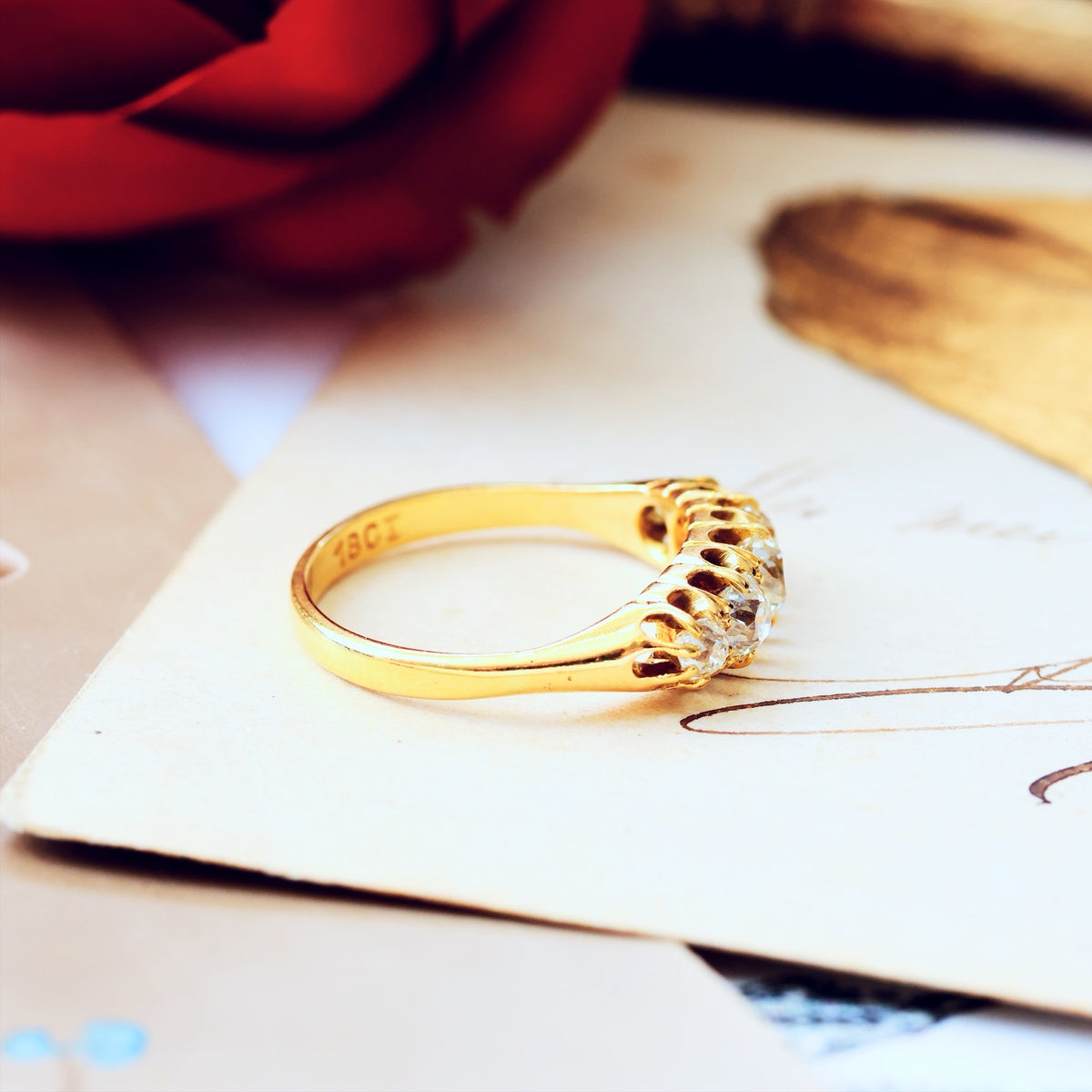 Antique Victorian Five Stone Diamond Engagement Ring