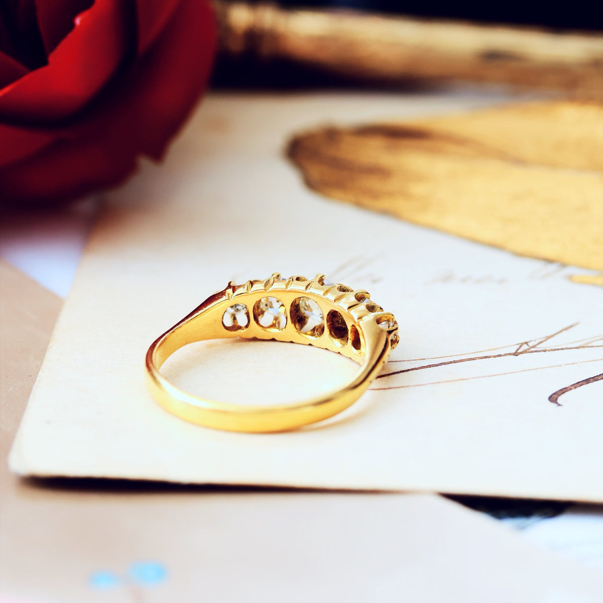 Antique Victorian Five Stone Diamond Engagement Ring