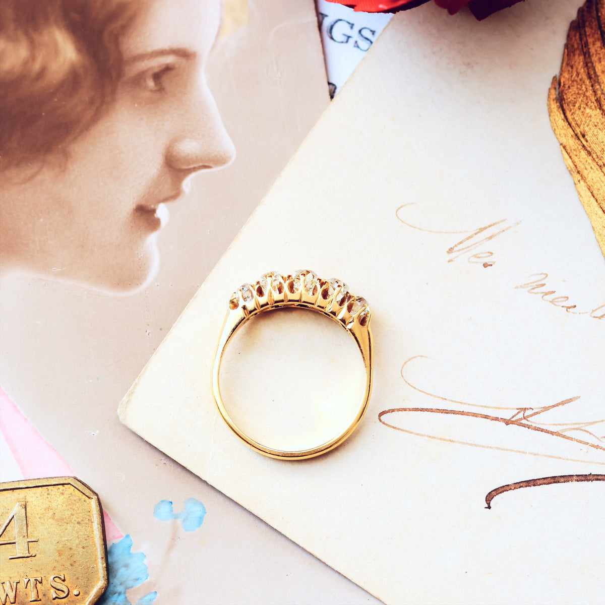 Antique Victorian Five Stone Diamond Engagement Ring