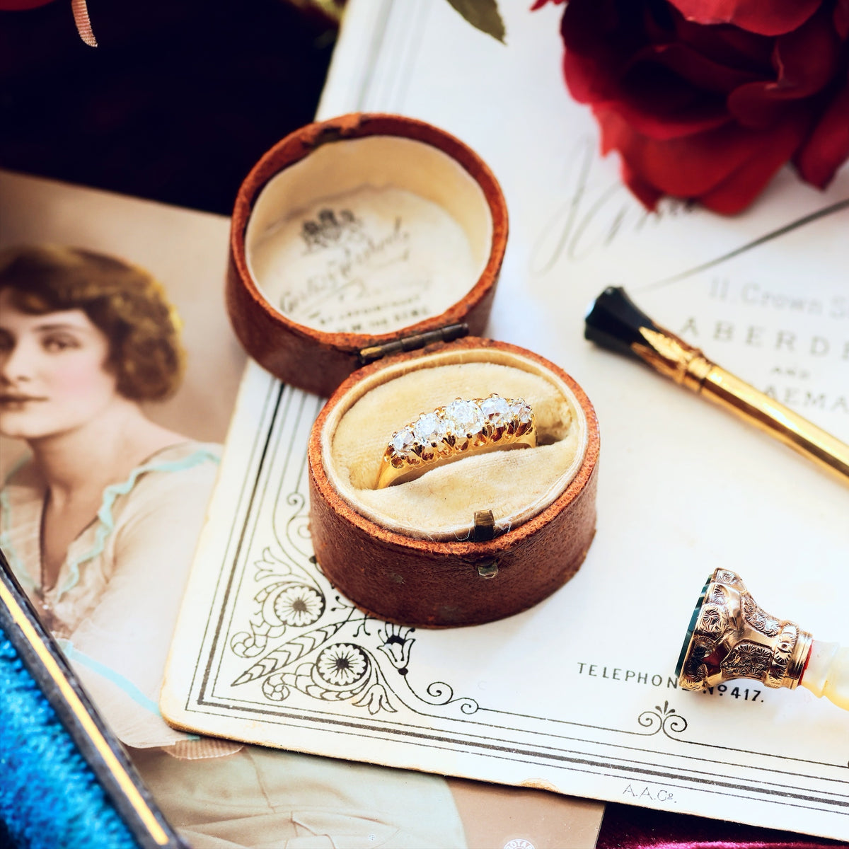 Antique Victorian Five Stone Diamond Engagement Ring