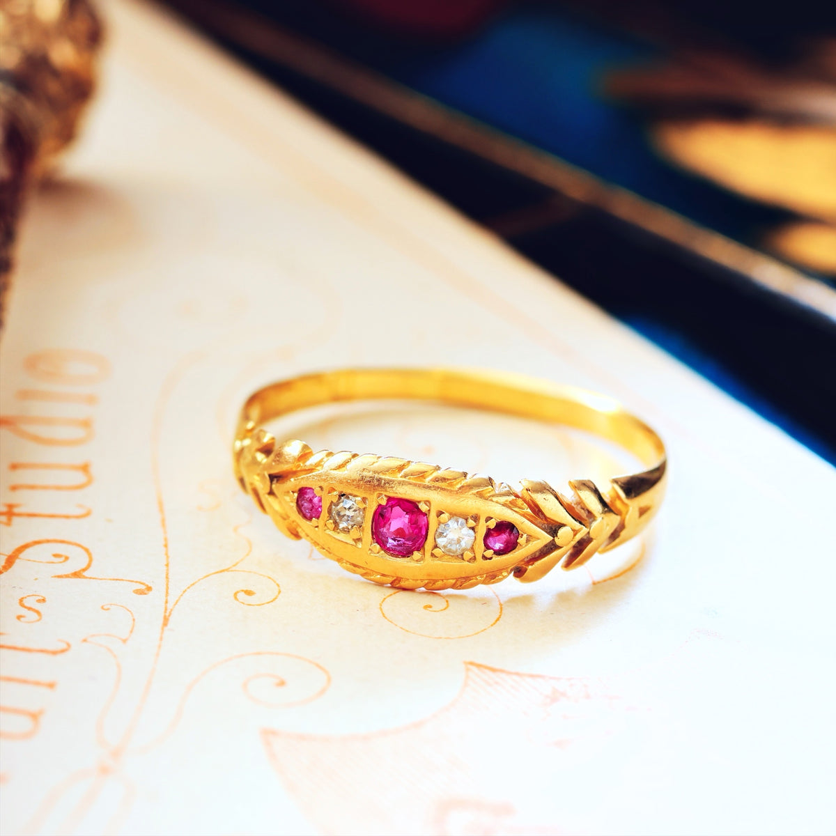 Antique Gold Ruby & Diamond Ring