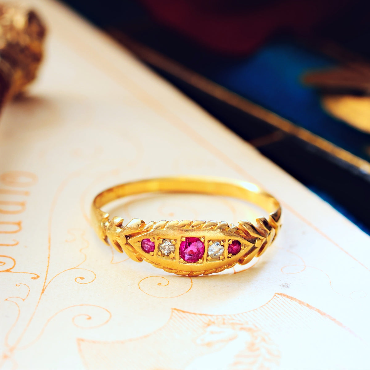 Antique Date 1904 18ct Ruby & Diamond Ring