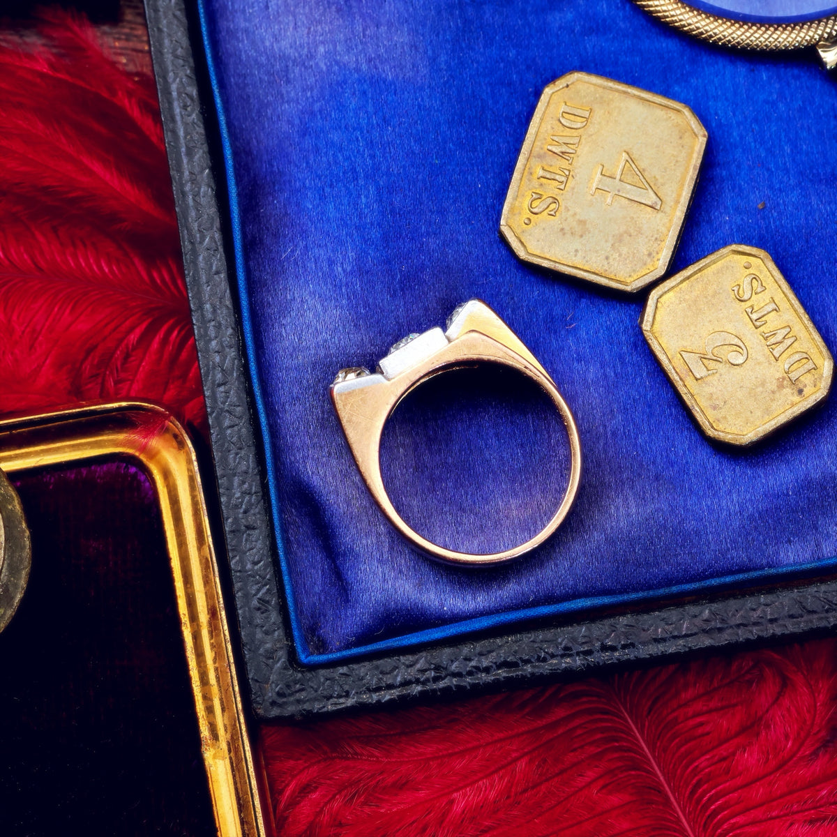 Vintage 1940's French Art Deco Diamond Cocktail Ring