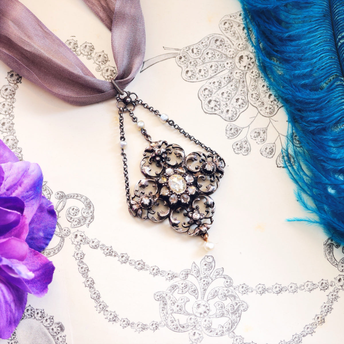 Antique Austro Hungarian Renaissance Revival Diamond Pendant