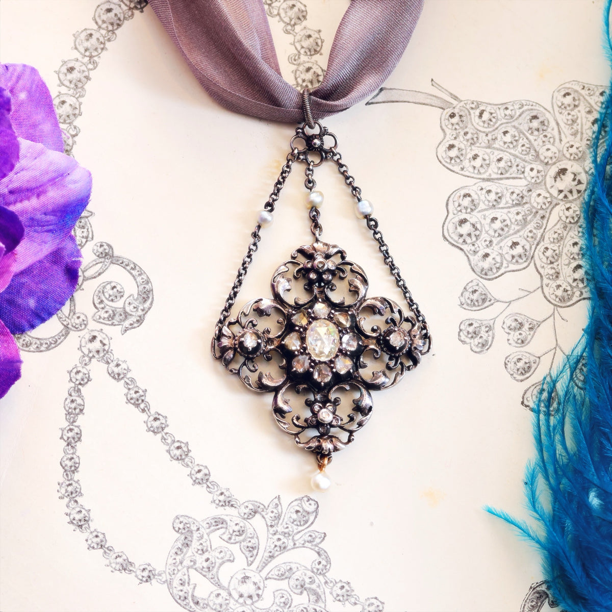 Antique Austro Hungarian Renaissance Revival Diamond Pendant