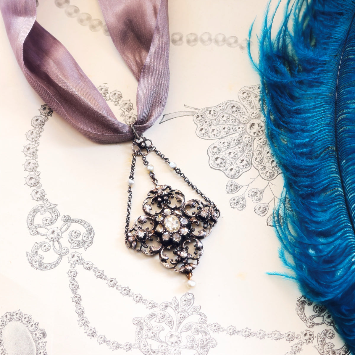 Antique Austro Hungarian Renaissance Revival Diamond Pendant