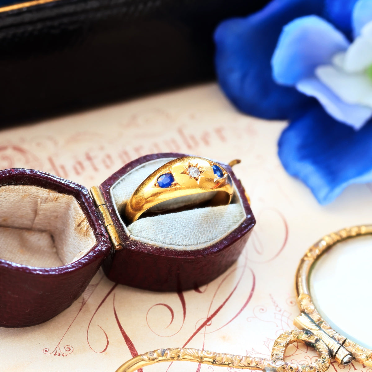 Date 1900 Sapphire & Diamond Gypsy Ring