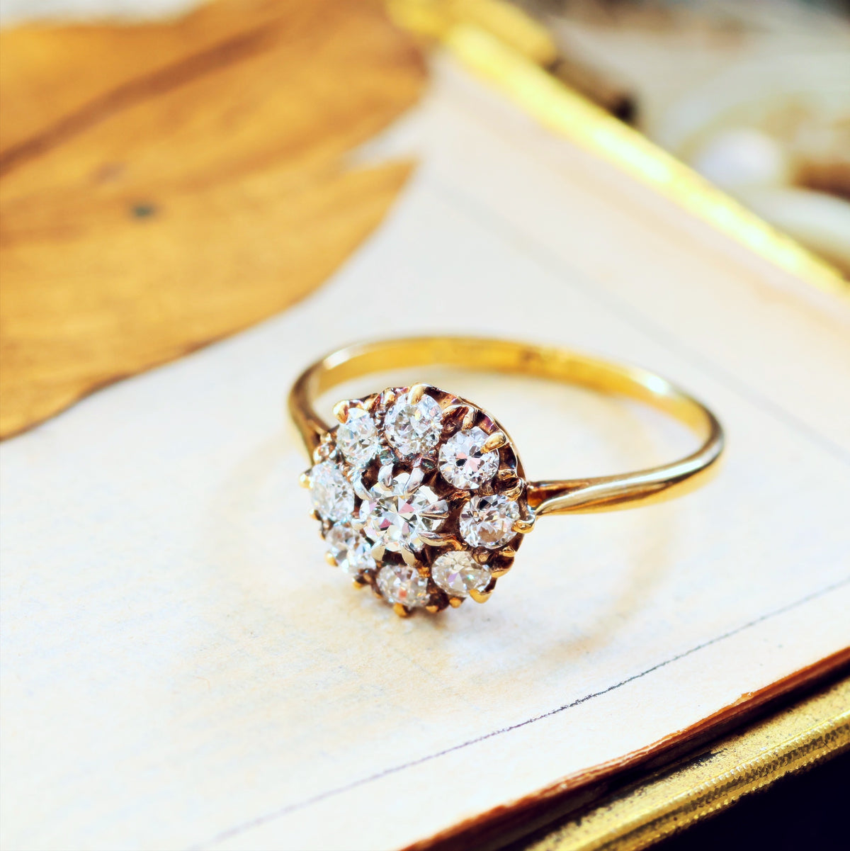 Sparkly Vintage 1950's Diamond Cluster Engagement Ring