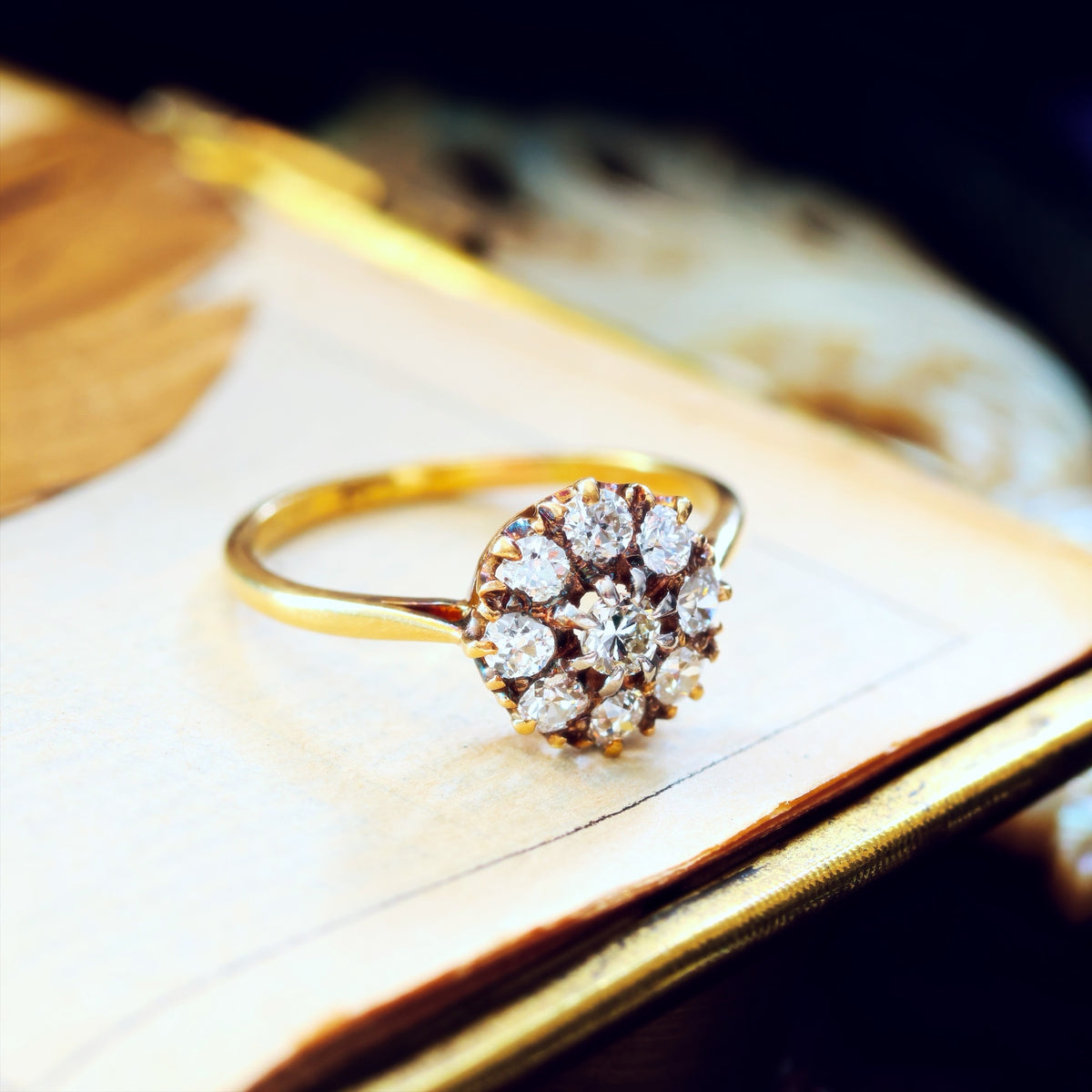 Sparkly Vintage 1950's Diamond Cluster Engagement Ring