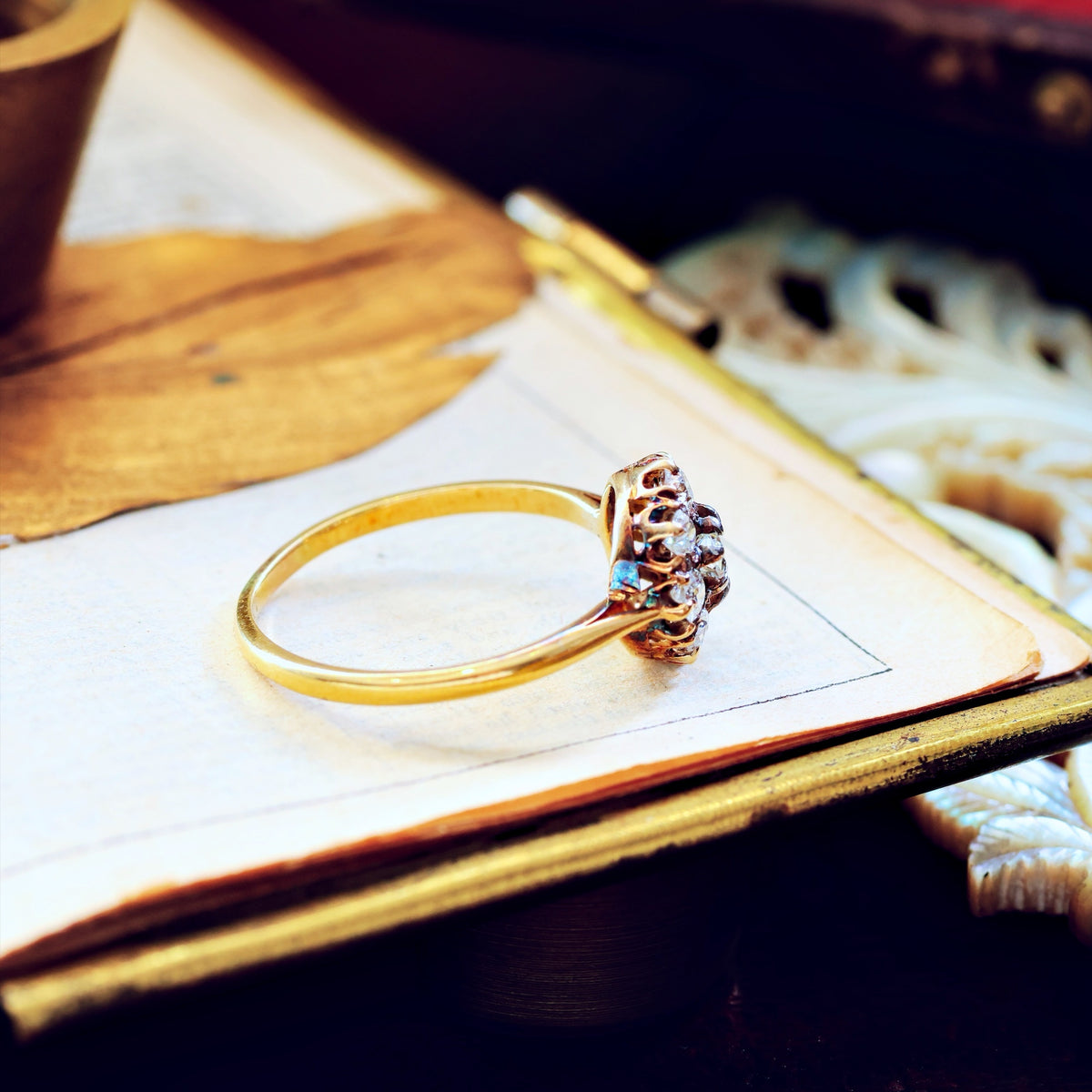 Sparkly Vintage 1950's Diamond Cluster Engagement Ring