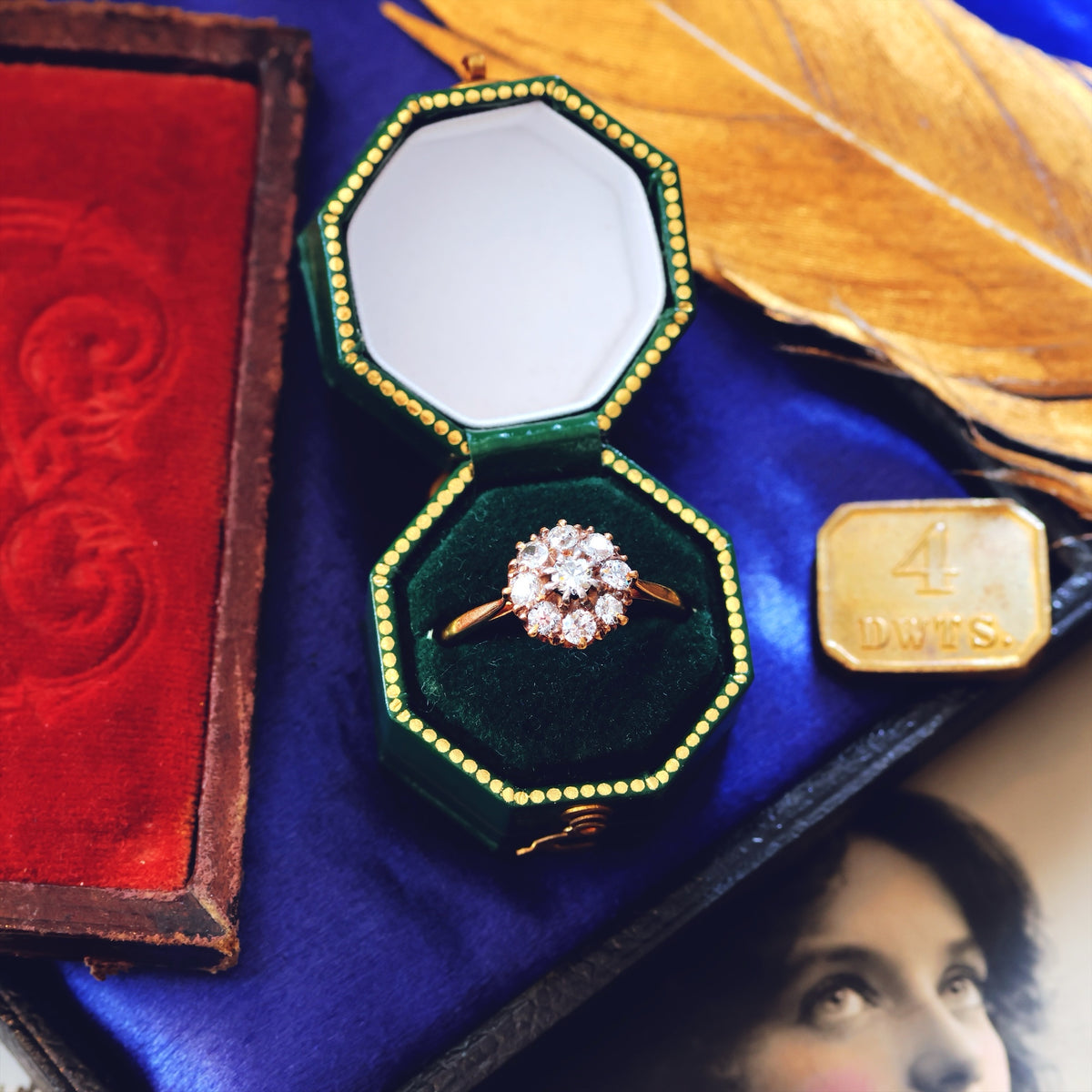 Sparkly Vintage 1950's Diamond Cluster Engagement Ring