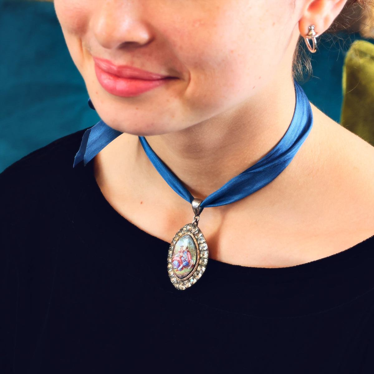 Rare Antique Georgian Paste & Enamel Pendant