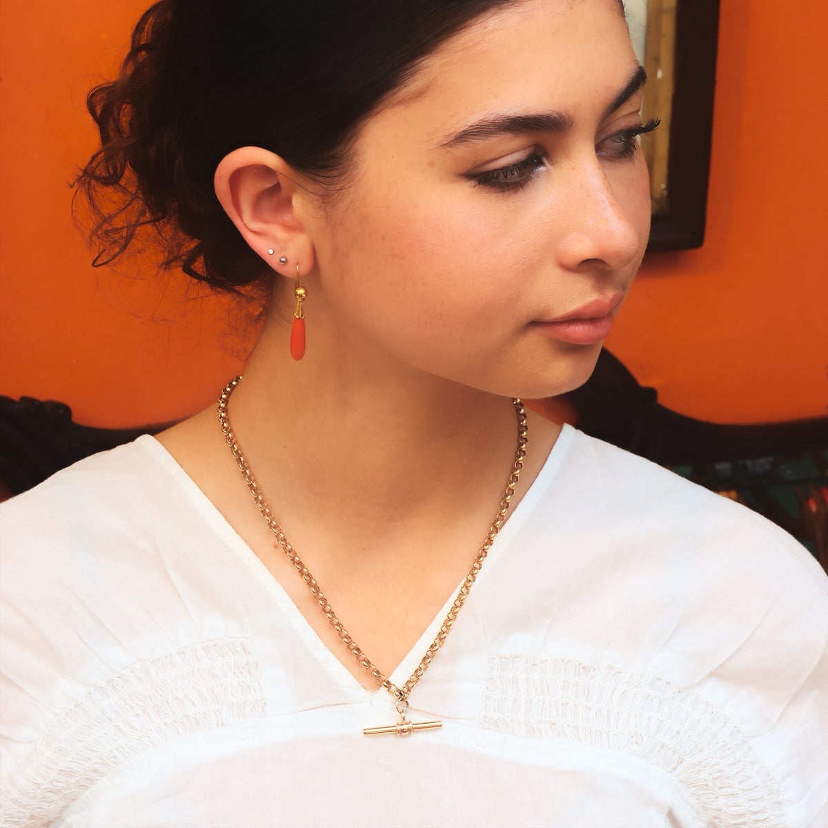 Vintage 9ct Gold Belcher Link 'T-bar' Chain Necklace
