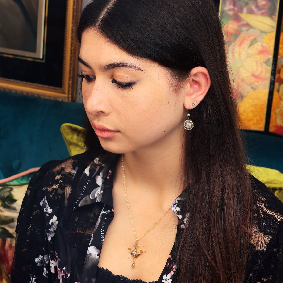 Antique 1880's Silver Aesthetic Movement Earrings