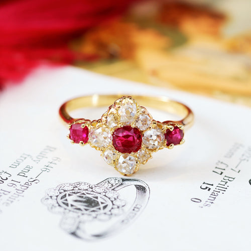 Victorian Ruby & Diamond Cluster Ring