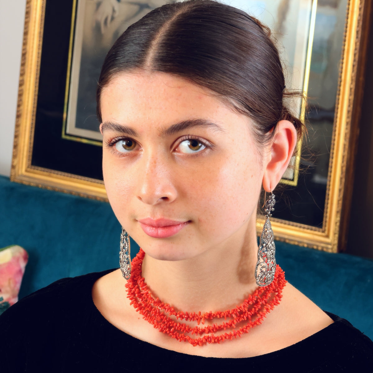 Exquisitely Fine Hand Carved Antique Georgian Coral Necklace