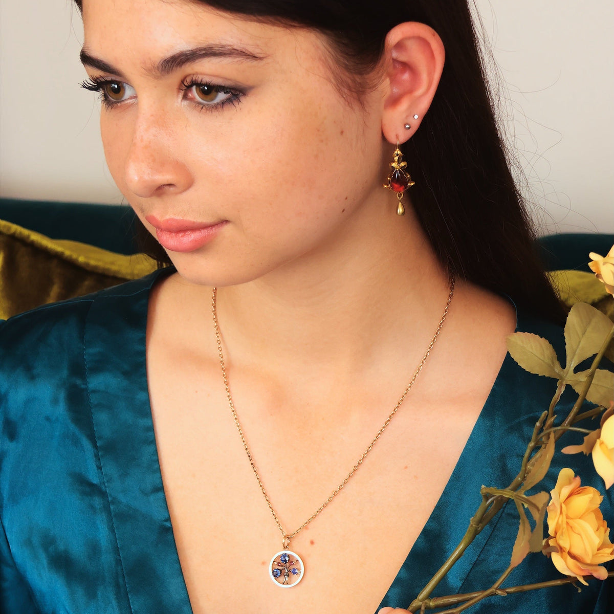Dramatic Victorian Gothic Garnet Earrings