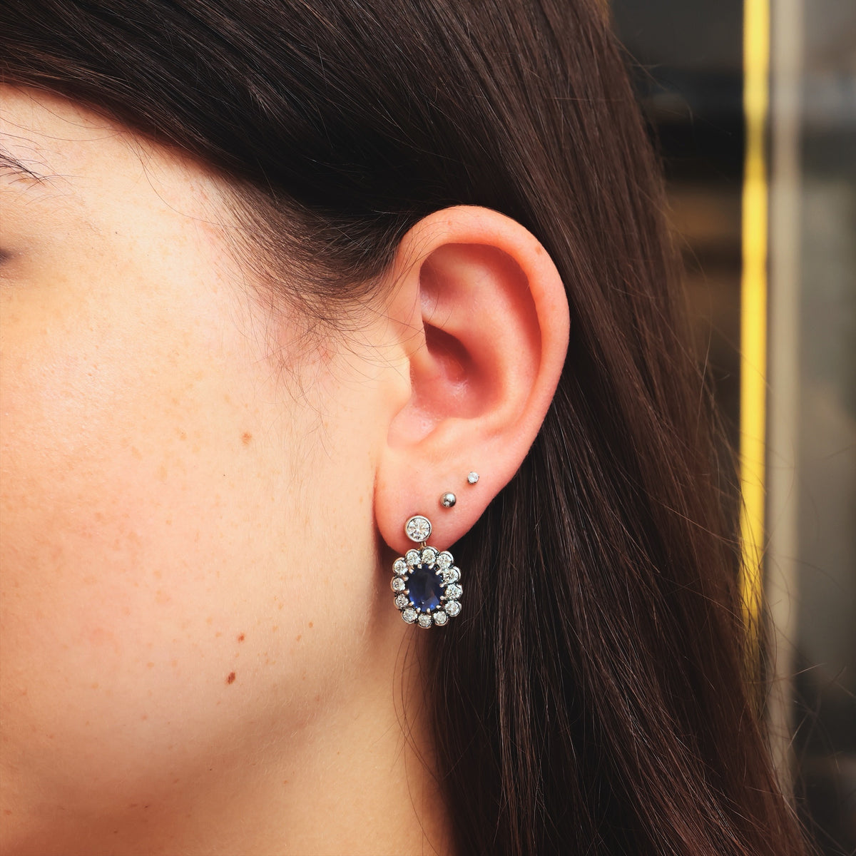 Sensational! Vintage 1980's Sapphire & Diamond Cocktail Earrings