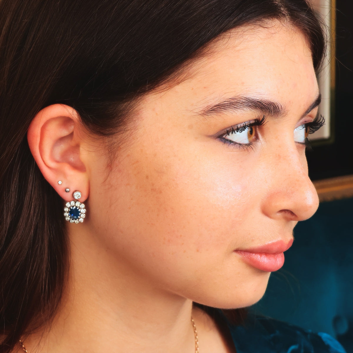Sensational! Vintage 1980's Sapphire & Diamond Cocktail Earrings