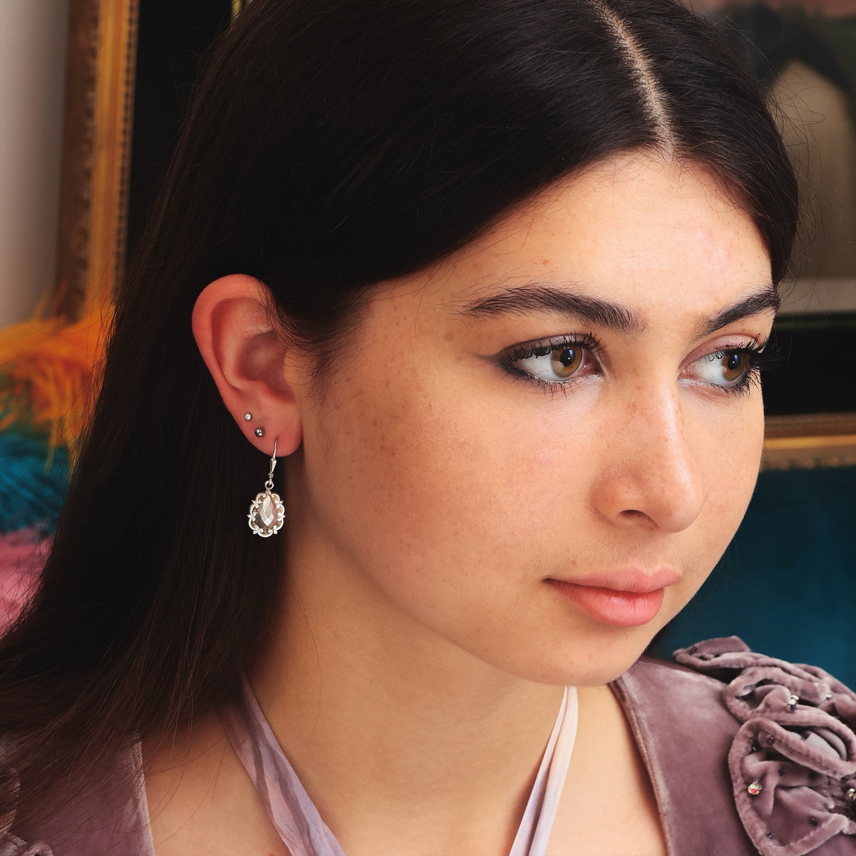 Adorable Victorian Silver Faceted Drop Earrings