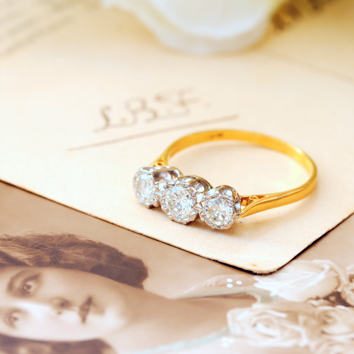 Much Desired Vintage Trilogy Diamond Engagement Ring
